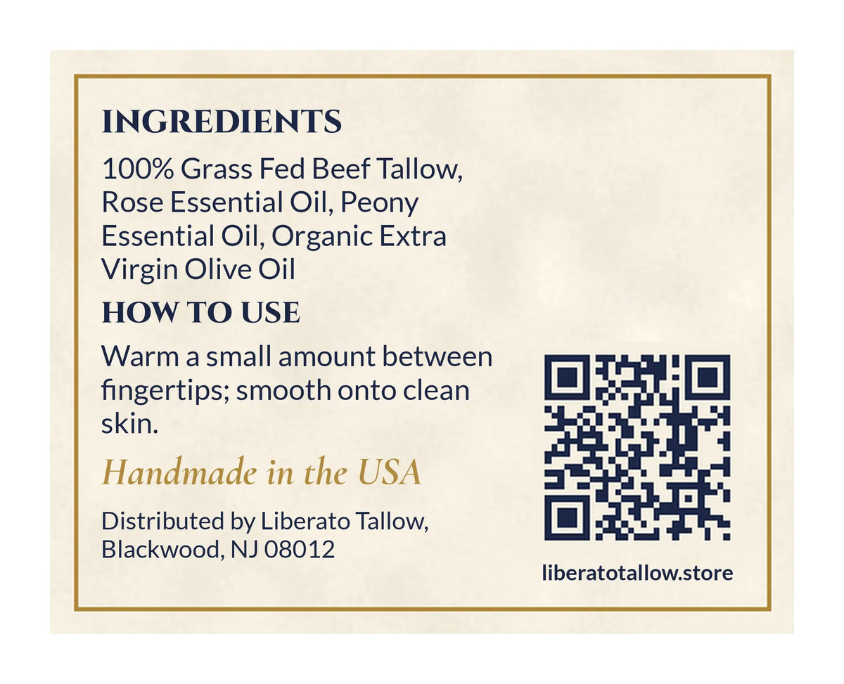 Whipped Blush Tallow Lotion 2oz label – back