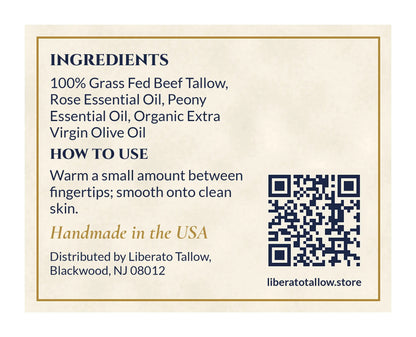 Whipped Blush Tallow Lotion 2oz label – back