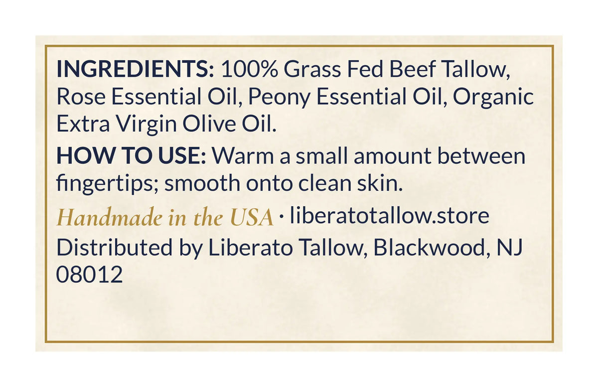 Whipped Blush Tallow Lotion 4oz label – back