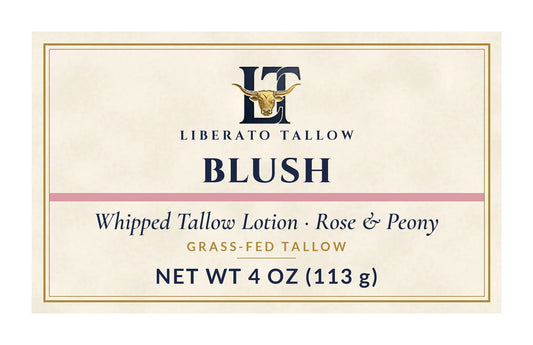 Whipped Blush Tallow Lotion 4oz label – front