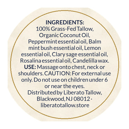 Deep Breath Tallow Balm label – bottom (ingredients)