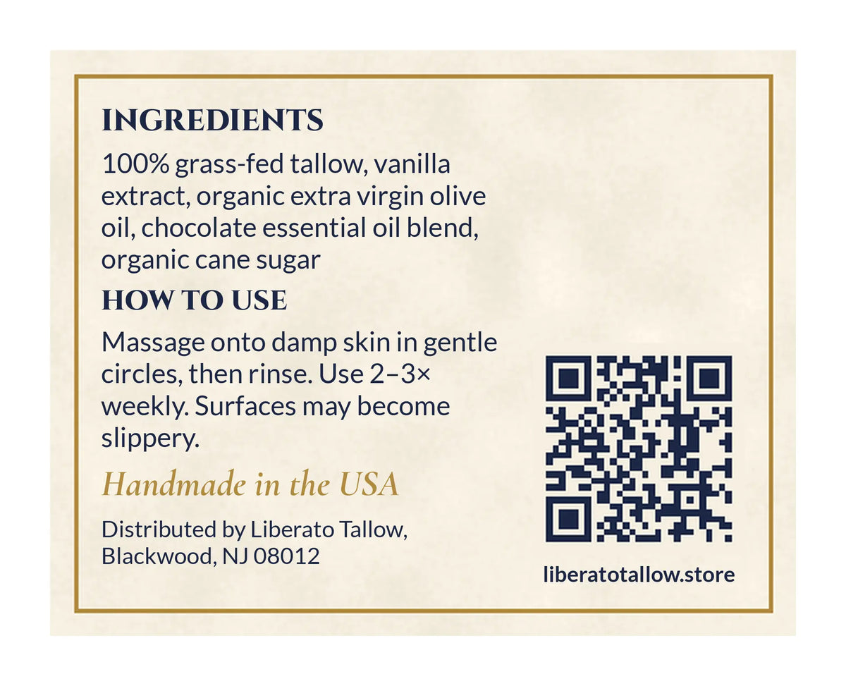 Hot Chocolate Tallow Sugar Scrub 2oz label – back