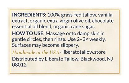 Hot Chocolate Tallow Sugar Scrub 4oz label – back