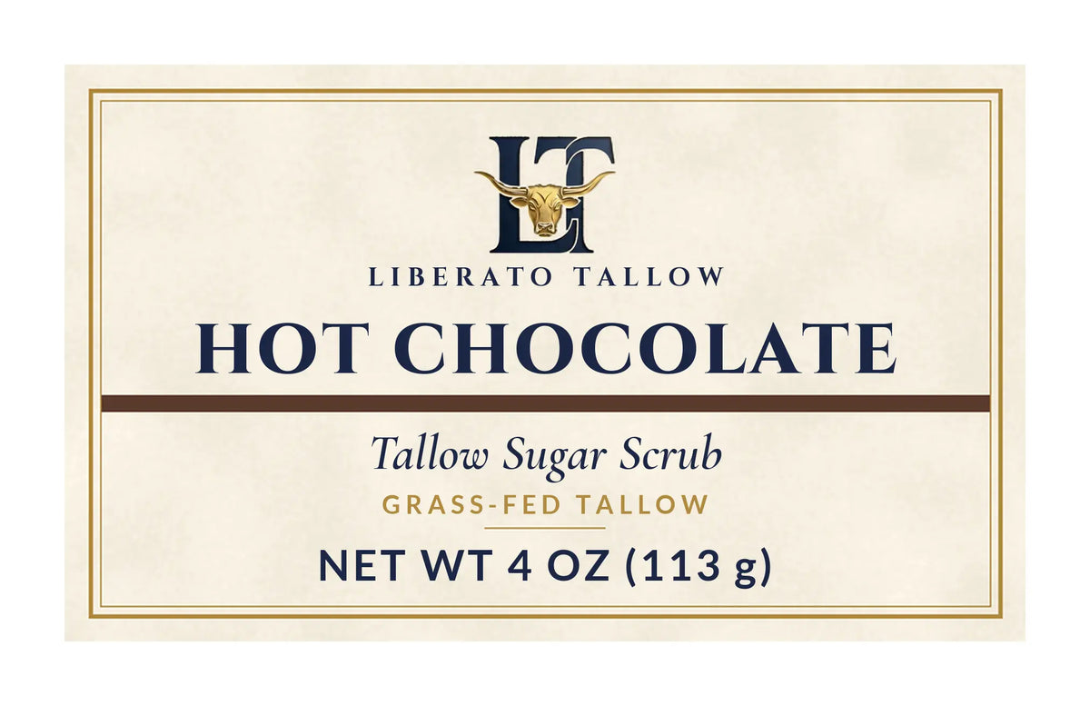Hot Chocolate Tallow Sugar Scrub 4oz label – front