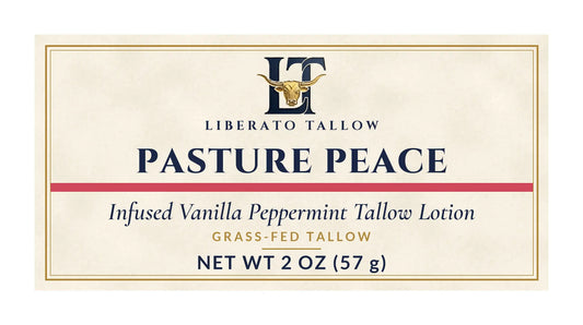 Infused Pasture Peace Vanilla Peppermint Tallow Lotion label – front