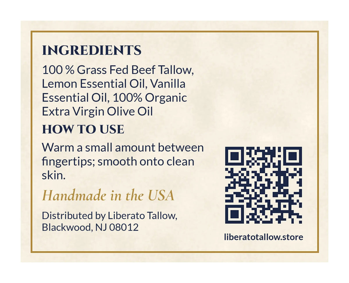 Whipped Limoncello Tallow Lotion 2oz label – back