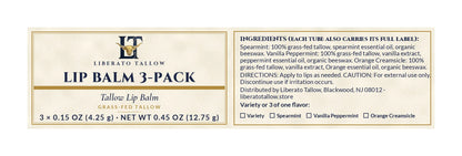 Tallow Lip Balm 3-Pack label – wrap