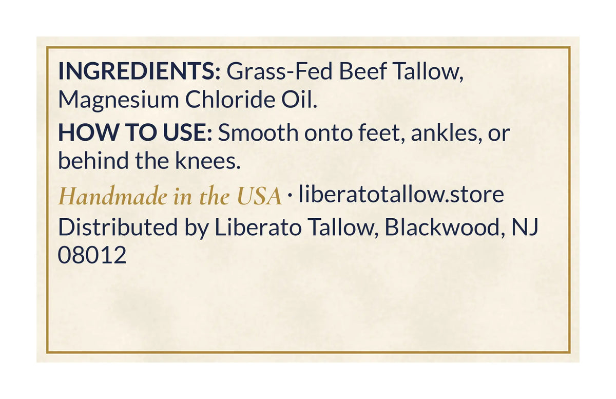Magnesium Meadow Tallow Balm label – back