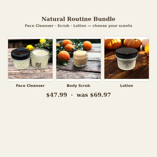 Liberato Tallow Natural Routine Bundle — face cleanser, scrub & lotion gift set