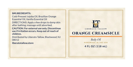 Orange Creamsicle Body Oil label – wrap