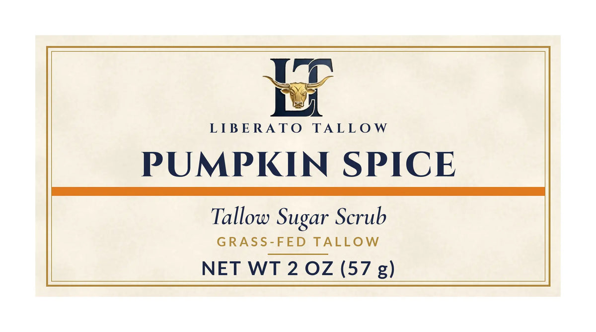 Pumpkin Spice Tallow Sugar Scrub 2oz label – front