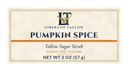 Pumpkin Spice Tallow Sugar Scrub 2oz label – front
