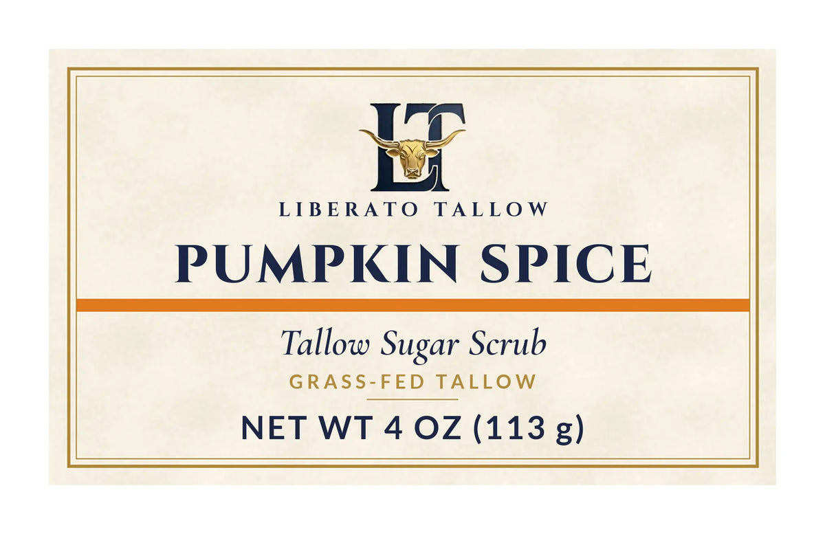 Pumpkin Spice Tallow Sugar Scrub 4oz label – front