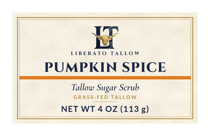 Pumpkin Spice Tallow Sugar Scrub 4oz label – front