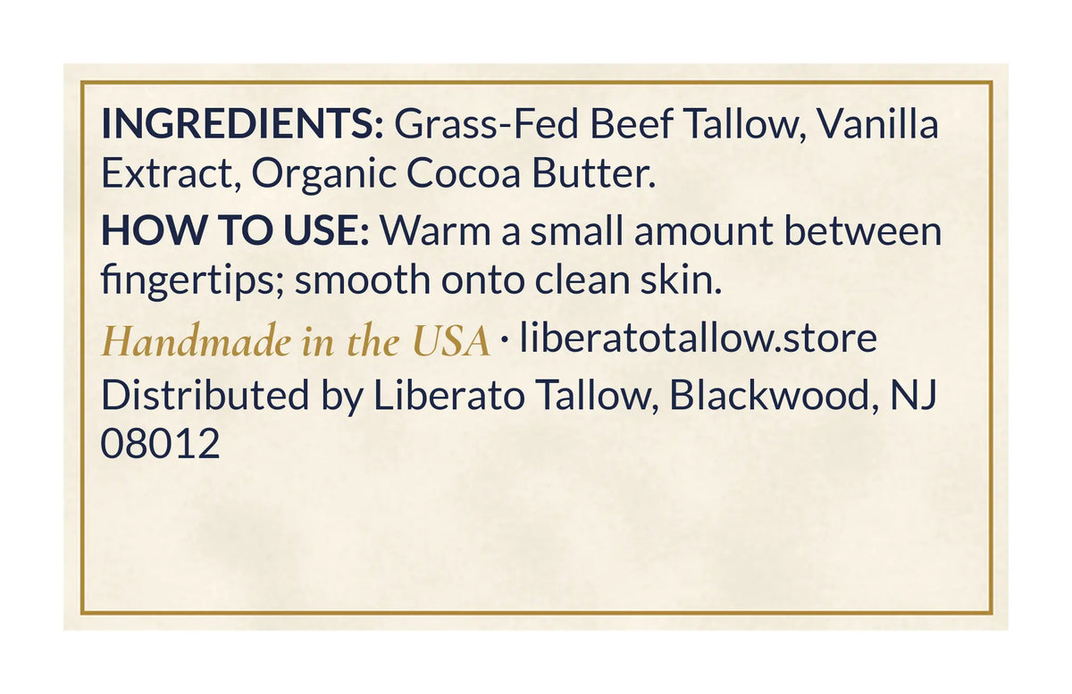 Sensitive Bliss Whipped Tallow Lotion label – back