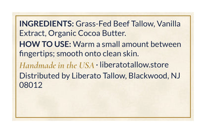 Sensitive Bliss Whipped Tallow Lotion label – back