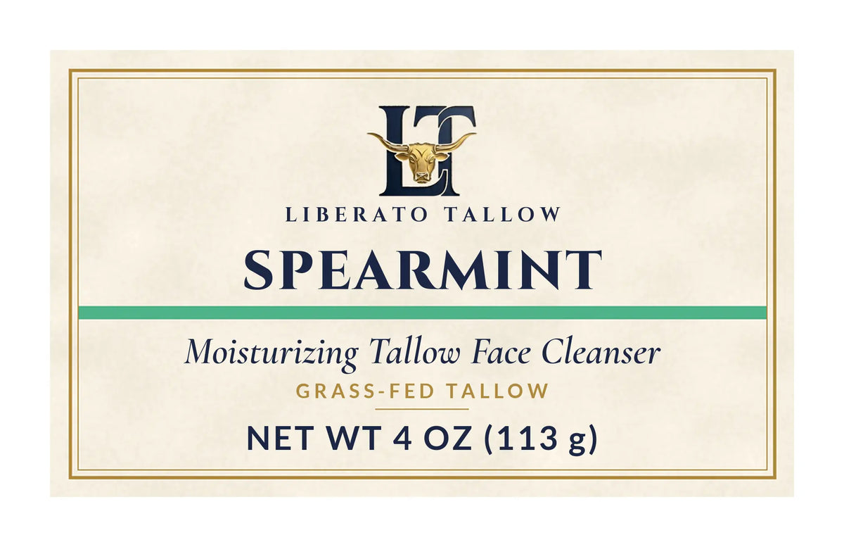 Spearmint Moisturizing Tallow Face Cleanser label – front