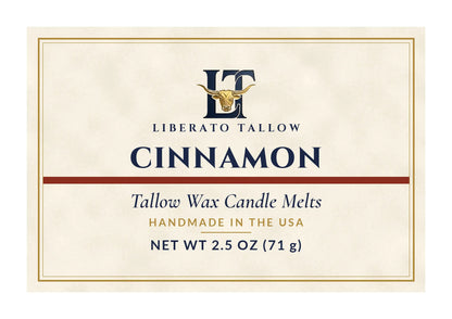 Tallow Wax Candle Melts Cinnamon label – front