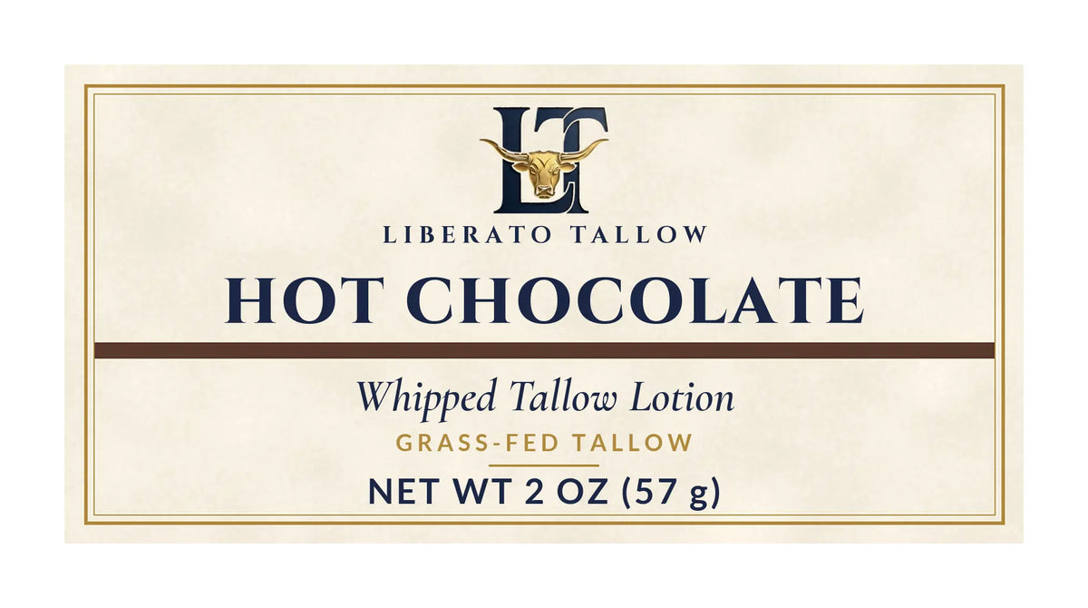 Whipped Hot Chocolate Tallow Lotion 2oz label – front