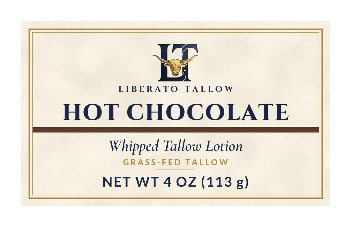 Whipped Hot Chocolate Tallow Lotion 4oz label – front