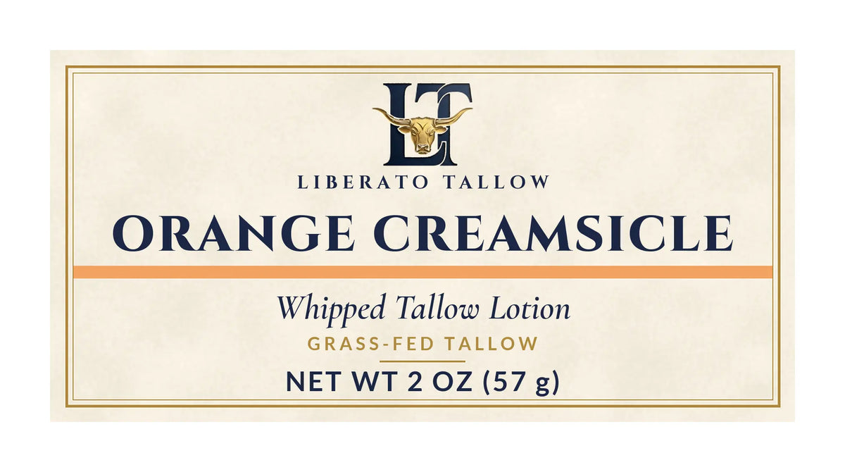 Whipped Orange Creamsicle Tallow Lotion 2oz label – front
