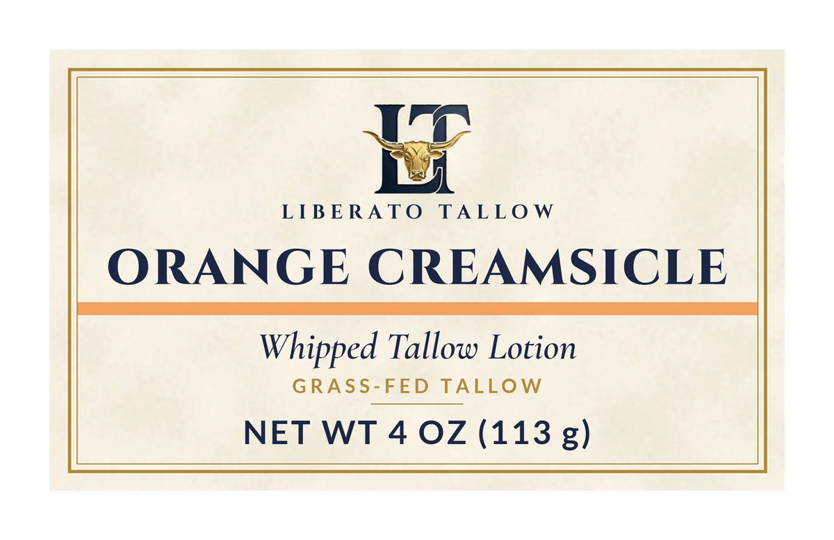 Whipped Orange Creamsicle Tallow Lotion 4oz label – front