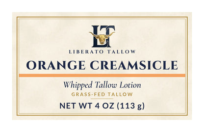 Whipped Orange Creamsicle Tallow Lotion 4oz label – front