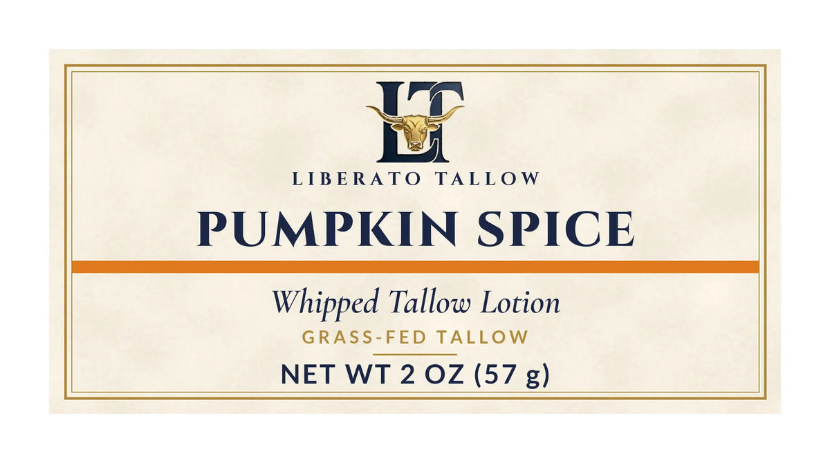 Whipped Pumpkin Spice Tallow Lotion 2oz label – front