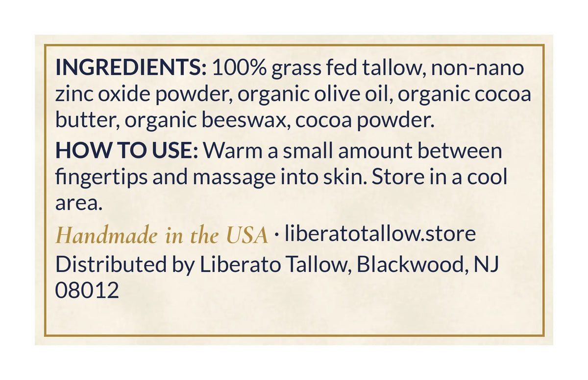 Zinc Tallow Outdoor Lotion 4oz label – back